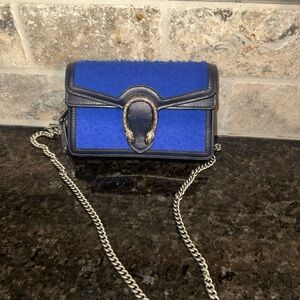 Gucci Dionysus Mini Blue Casy Wool Shoulder Bag,